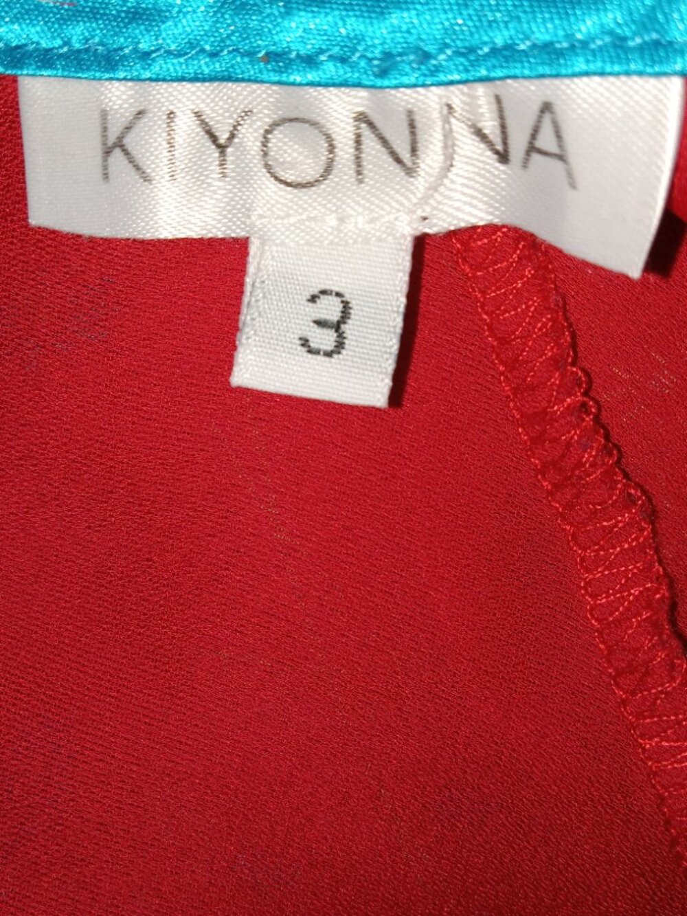 Kiyonna Red Flower Blue Trim Wiggle Midi Dress EUC 3 22 24 - Picture 3 of 3